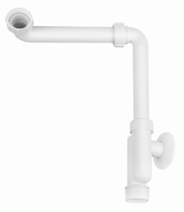 Syfon umywalkowy rurowy 11/4x32mm biały bez spustu z rewizją , z przedłużką oszczędzającą miejsce pod umywalką