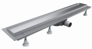 BASE-LOW odpływ prysznicowy liniowy z aluminium anodowanego 700 x 80 x 70 mm z maskownicą PLATE z syfonem czyszczonym od góry w zestawie