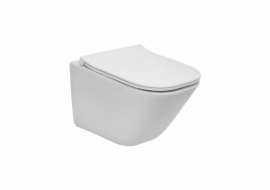 GAP SQUARE COMPACTO zestaw WC ceramiczny podwieszany spłukiwanie 4/2l 34 x 48 x 44 cm biały w komplecie: miska podwieszana Rimless i deska wolnoopadająca slim, duroplast, z funkcją szybkiego demontażu