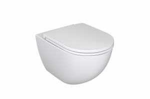 LUKKA miska WC ceramiczna wisząca bezkołnierzowa 36 x 51 x 33 cm biała z deską wolnoopadającą
