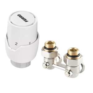 FERRO ZESTAW TERMOSTATYCZNY KĄTOWY DO GRZEJ DOLNOZASILANYCH Z GŁOWICA M30