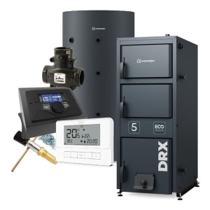 KAMEN PAKIET DRX 11/500 - KOCIOŁ ZGAZOWUJĄCY DREWNO DRX 11 KW + BUFOR ZB-500 L + STEROWNIKI + ZAWÓR TEMP. + MIARKOWNIK CIĄGU