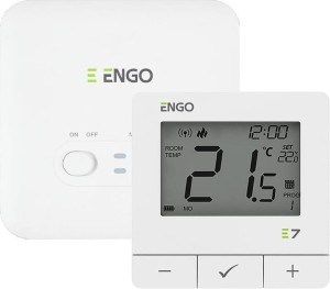 REGULATOR TEMPERATURY ENGO E7-RFW - PROGRAMOWY, BEZPRZEWODOWY, BIAŁY
